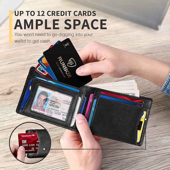 RUNBOX AirTag-Wallet-Mens-Slim-RFID Blocking Wallets Leather - Image 3