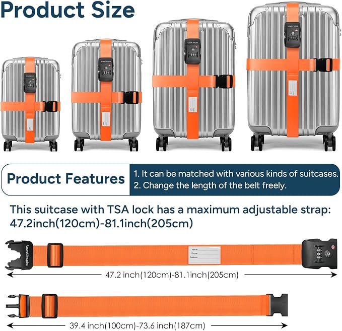 Travel Inspira Luggage Straps for Suitcases Travel Belt for Luggage TSA - Image 4