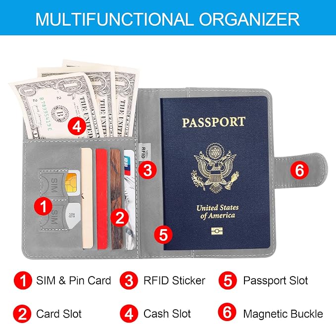Passport Holders, RFID Blocking Credit Card Holder, PU Leather Vaccine Card - Image 6