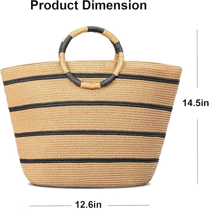 Beach Bags for Women Straw Tote Bag Summer Beach Bag Large Woven Straw Tote for - Image 6