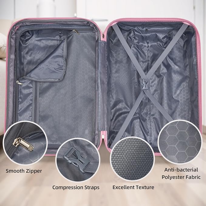 LARVENDER Luggage Sets 5 Piece Hardside Expandable Suitcase - Image 5
