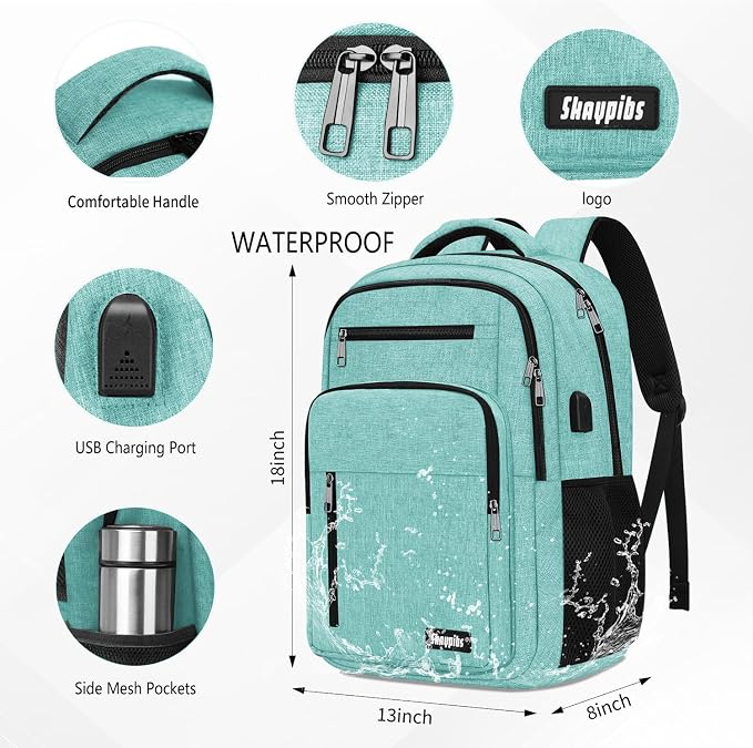 Backpack for Women Men, School Backpack for Boys Girls Teens, 15.6 Inch Laptop - Image 4