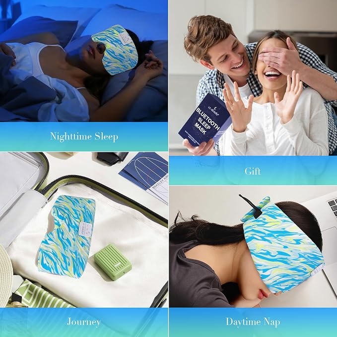 LC-dolida Sleep Mask with Bluetooth Headphones, Extra Large Silk Eye Mask - Image 6