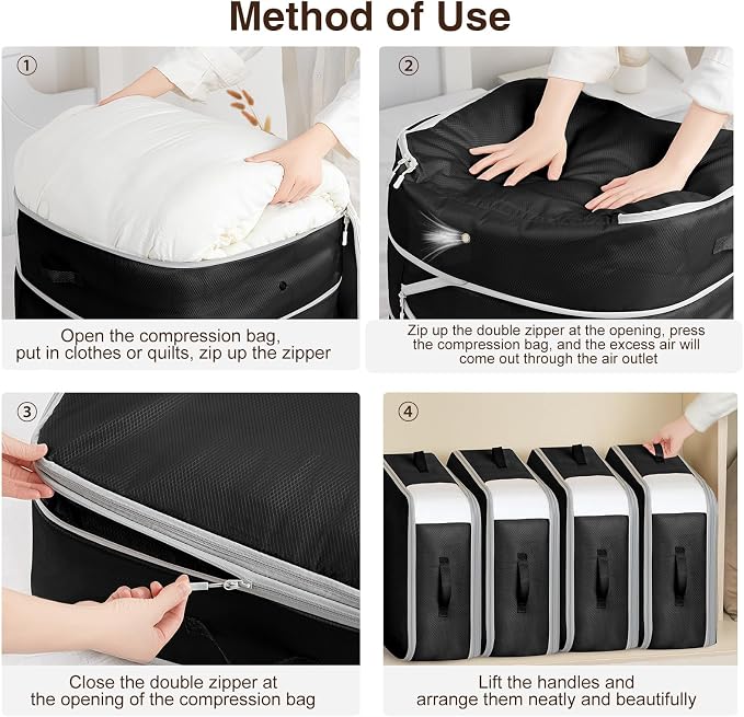 4 Pack Compression Storage Bags - 110L Large Capacity Comforter Storage Bag - Image 4