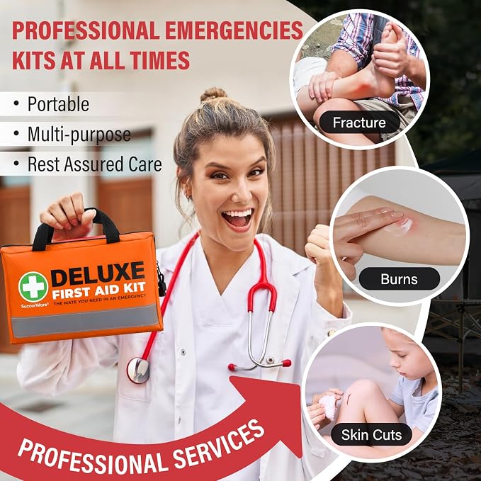 380 Pieces Deluxe First Aid Kit Compact Trauma Medical Kits - Image 2