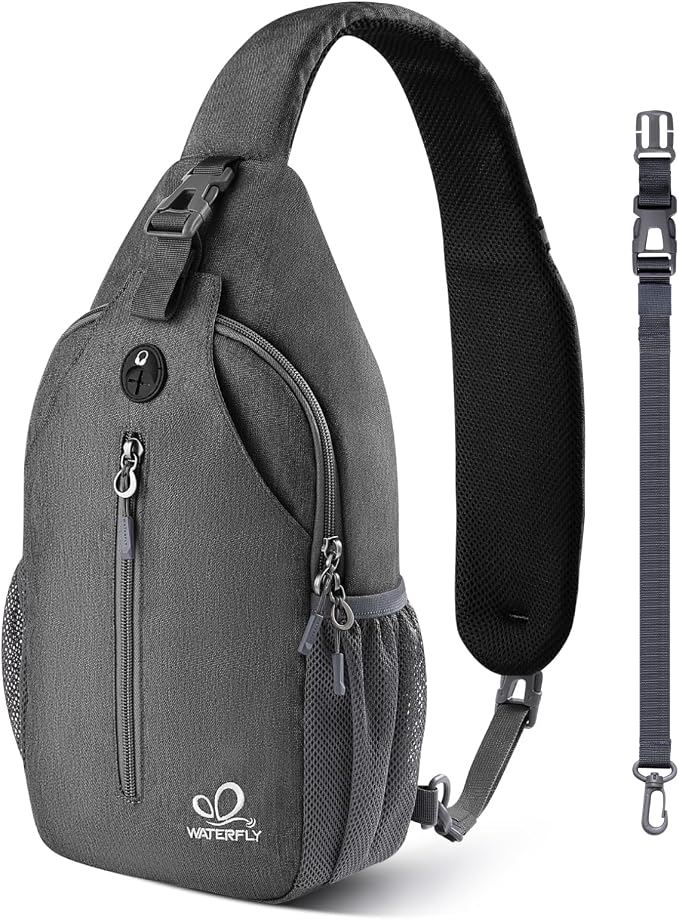 WATERFLY Crossbody Sling Backpack Sling Bag Travel Hiking Chest Bag Daypack by Waterfly