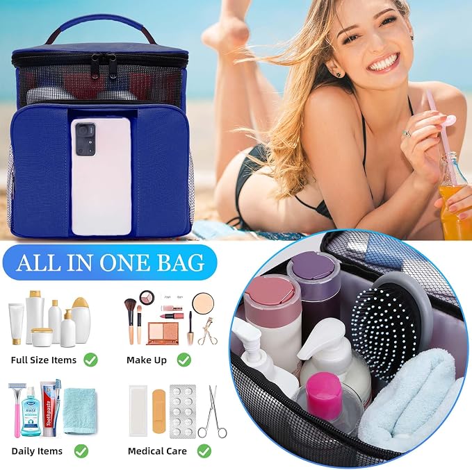 Mesh Shower Caddy, Portable HangingTravel Toiletry Bag Dorm Room Essentials - Image 2