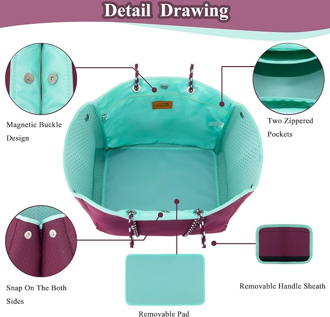 QOGiR Neoprene Multipurpose Beach Bag Tote - Image 2