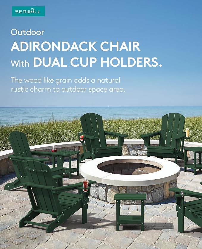 SERWALL Adirondack Chair with Cup Holders - Image 5
