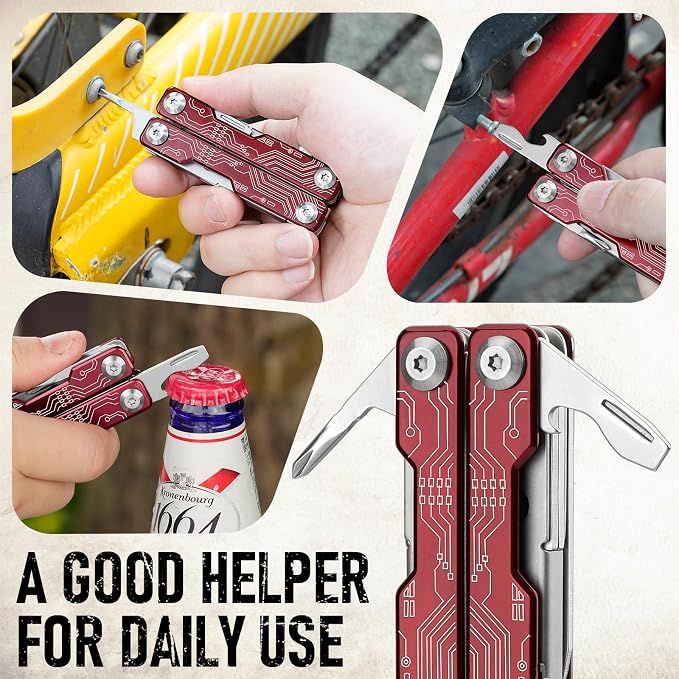 BIBURY Mini Keychain Multitool Scissors BI2061R, 9 in 1 Multitool EDC Scissors - Image 7