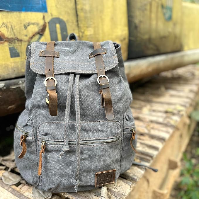 AUGUR High Capacity Canvas Vintage Backpack - Image 5