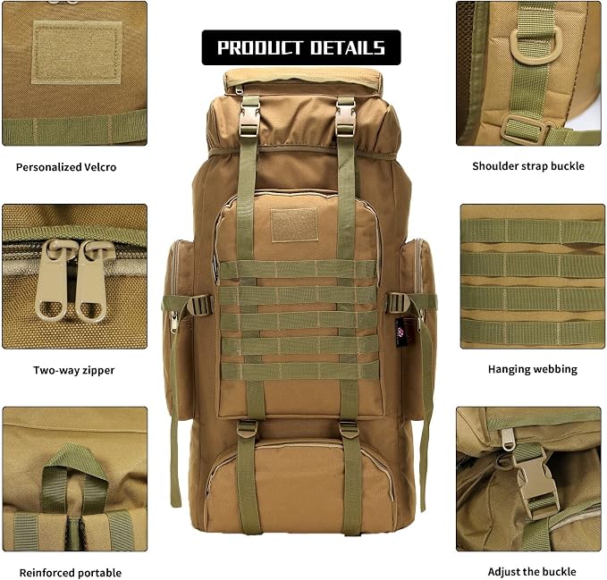 Hiking Backpack for Men 70L/100L Camping Backpack Military Rucksack Molle 3 - Image 6