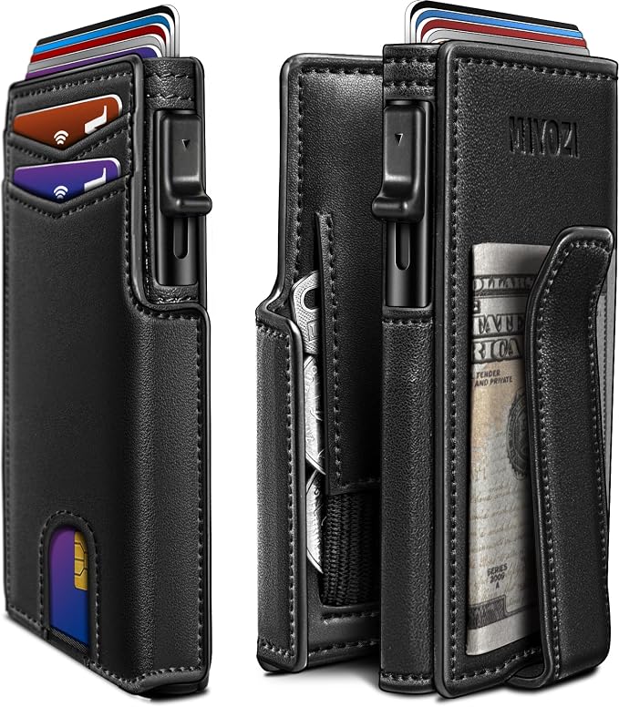 Men Wallet, with Money Clip Coins Pocket ID Window, Slim Front Pocket RFID by Miyozi