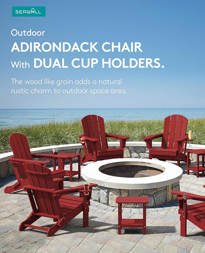 SERWALL Adirondack Chair with Cup Holders - Image 5