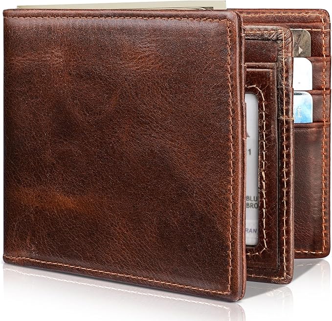 Mens Wallet Bifold Genuine Leather RFID Blocking Wallet by Artpaxy