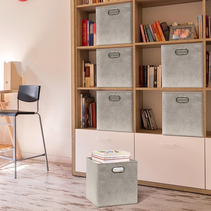 SIMPLE HOUSEWARE 11-Inch Collapsible Fabric Cube Storage Bin - Image 6