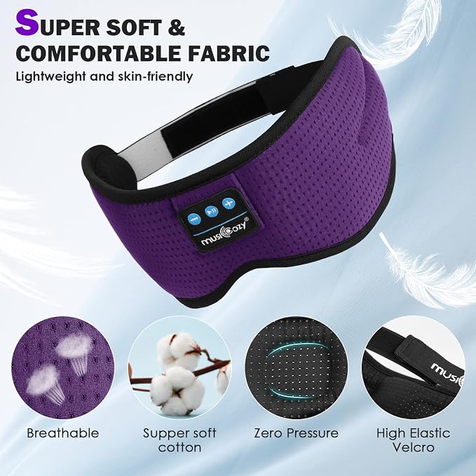 MUSICOZY Sleep Headphones Bluetooth, Sleeping Eye Mask Headband Headphones - Image 6
