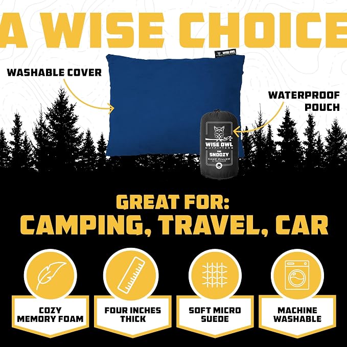 Wise Owl Outfitters Camping Pillow – Memory Foam Travel Pillow - Image 2