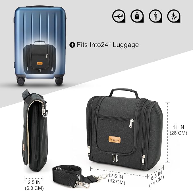 Hanging Travel Toiletry Bag for Women and Men, 6 Organizer Compartments - Image 6