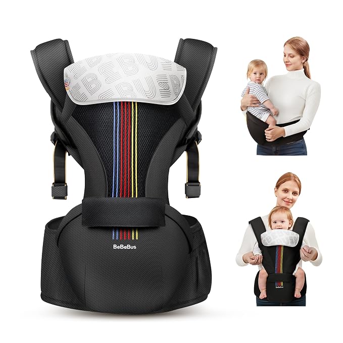 Baby Carrier with Hip Seat, BeBeBus 2-in-1 Ergonomic Newborn to Toddler Carrier - Image 8