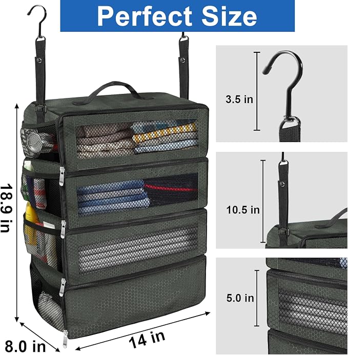 Suitcase Organizer, Travel Luggage Organizer Portable Hanging Travel Shelves - Image 4