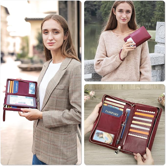 Top Grain Leather Customizable Travel Passport Wallet Holder - Image 4