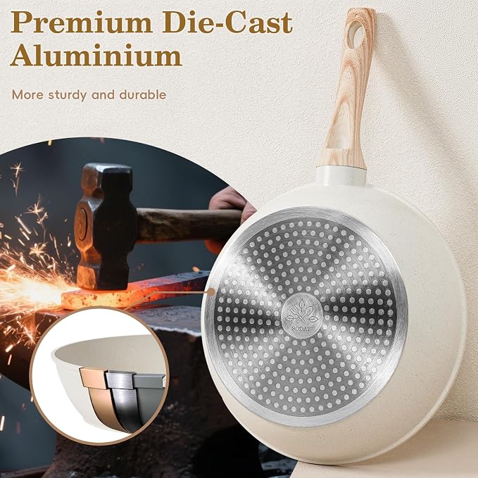 12 Pcs Pots and Pans Set, Nonstick Cookware Sets White Granite Induction - Image 6