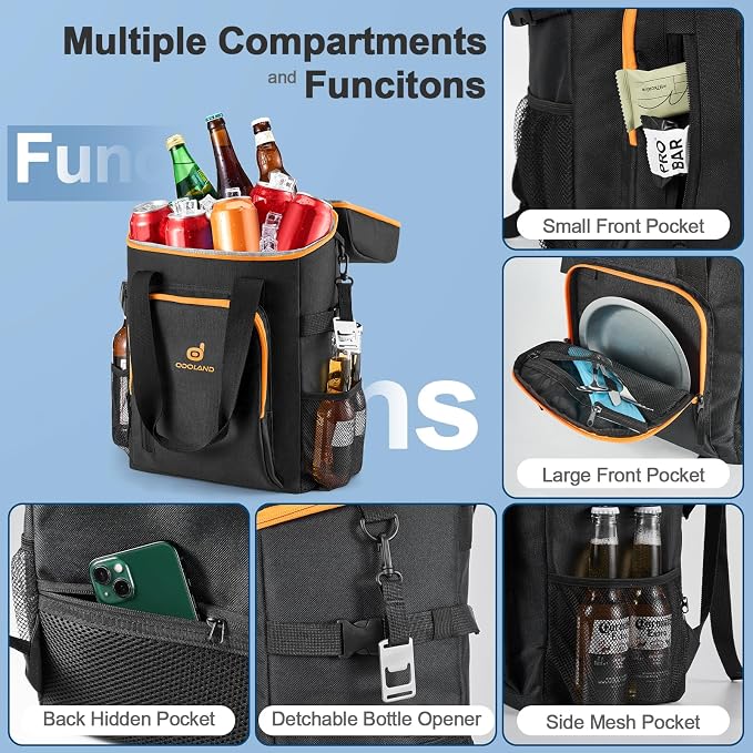 Odoland Cooler Backpack, 30 Cans Insulated Leak-Proof Cooler Bag - Image 5