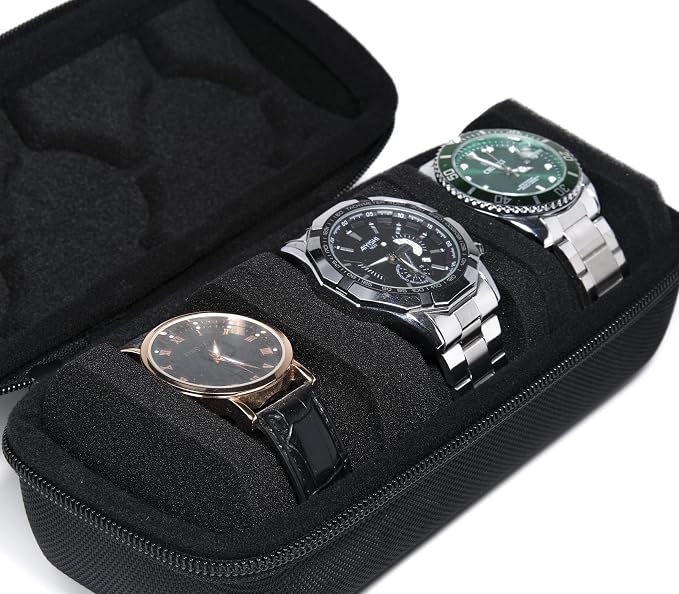 3 Slot Hard Watch Travel Case, Watch Roll Case Storage and Organizer - Image 9