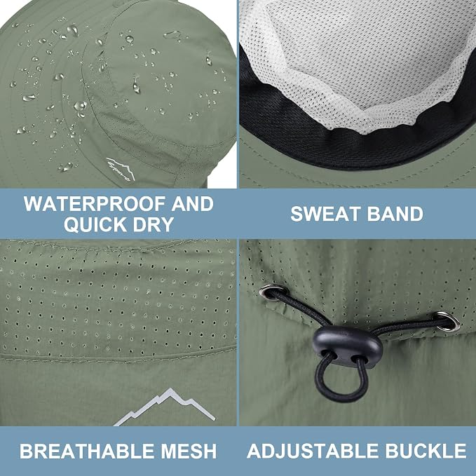 Sun Hat for Men Women with Neck Flap, UPF 50+ UV Protective Hiking Fishing Hats - Image 4