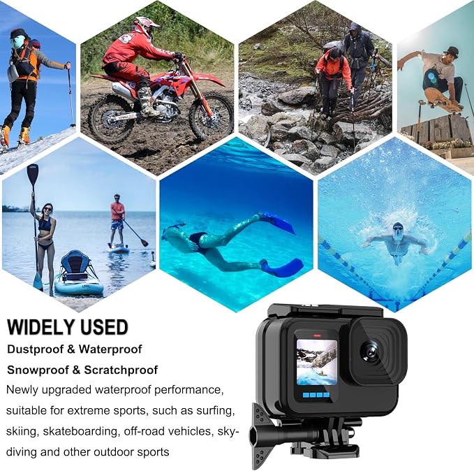 Compatible for Go Pro Hero 13 12 11 10 9 Black Waterproof Housing Case - Image 8