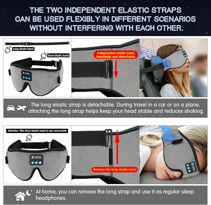 Joythink Sleep Headphones Headband Sleep Mask Eye Mask 3D Deep Bluetooth - Image 3