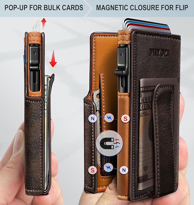 Wallet for Men with Money Clip Coins Pocket ID Window Gift Boxed, Slim Smart - Image 3