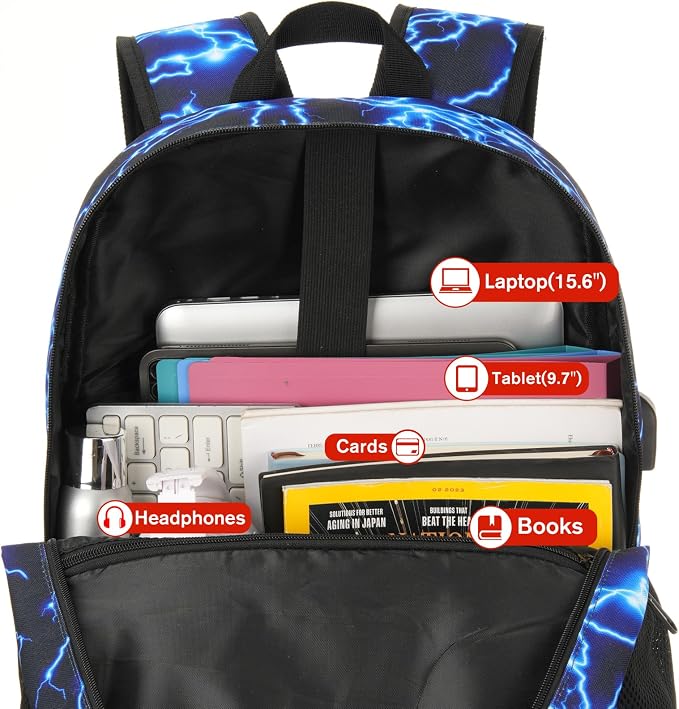 17.3 Inch School Backpack, Lightweight Bookbag Men and Teen Boy Back Pack - Image 3