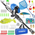 ODDSPRO Kids Fishing Pole Pink, Portable Telescopic Fishing Rod and Reel Combo by ODDSPRO