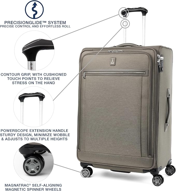 Travelpro Platinum Elite Softside Expandable Checked Luggage, 8 Wheel Spinner - Image 2