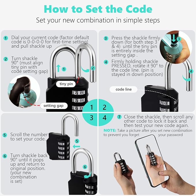 CL11KG Combination Lock, 4 Digit Outdoor Combination Padlock Set Your own - Image 5