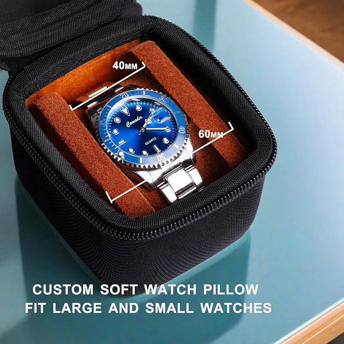 single watch travel case, hard watch case with/compartment - Image 4