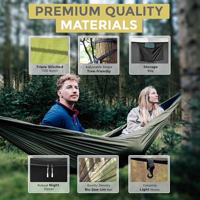 Miztli Camping Hammock -Portable Hammock w/Spacious Net & Tree Straps - Image 5