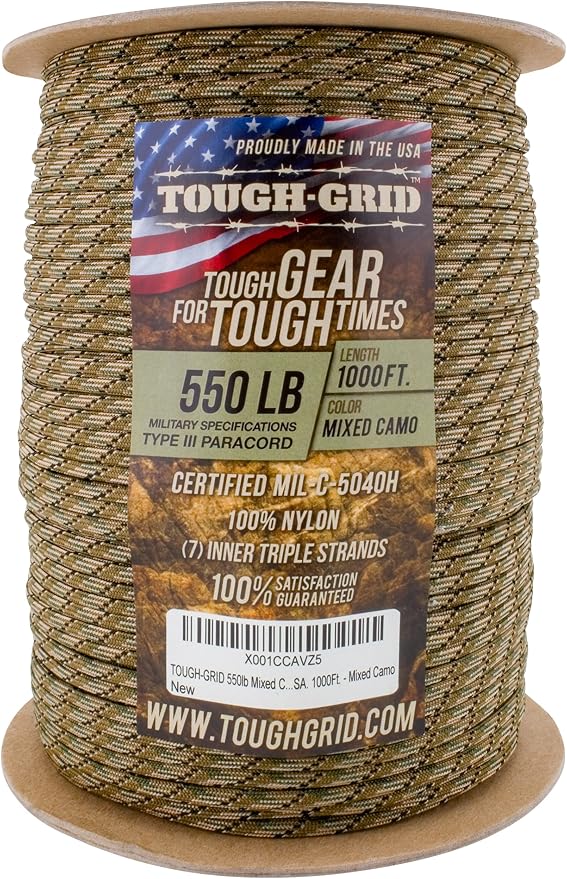 TOUGH-GRID 550 Paracord Rope Nylon Parachute Cord, Made in USA Survival Kit - Image 3