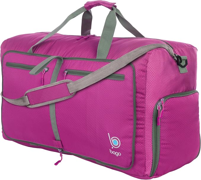 Bago Foldable Duffel Bags for Traveling Women & Men - 60L Medium Packable by BagoTravelBags
