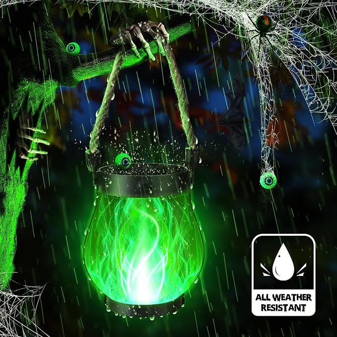 Halloween Solar Flame Lantern Hanging Outdoor Waterproof Purple - Image 7
