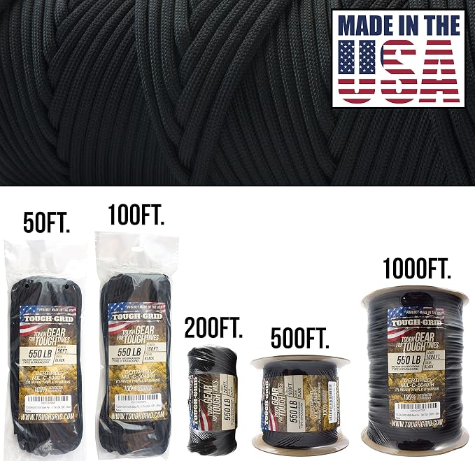 TOUGH-GRID 550 Paracord Rope Nylon Parachute Cord, Made in USA Survival Kit - Image 2