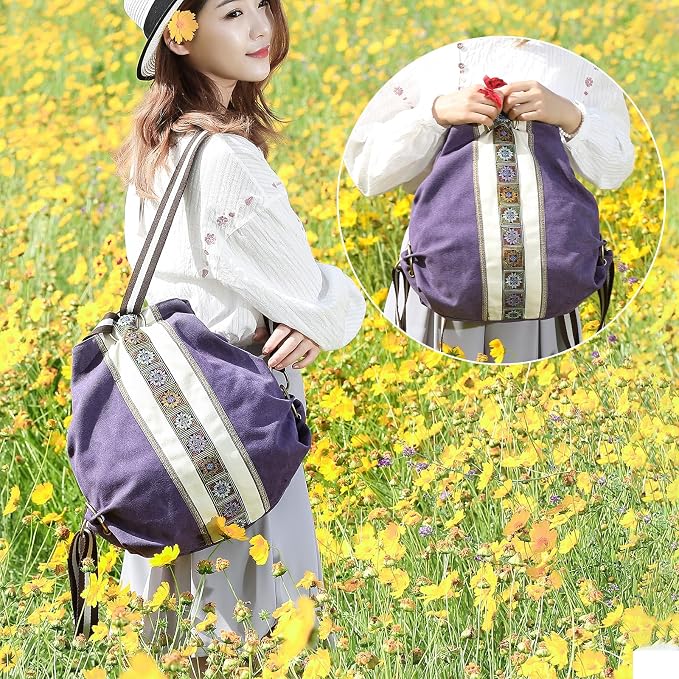 Goodhan Women Canvas Backpack Daypack Casual Shoulder Bag, Vintage Heavy-duty - Image 7