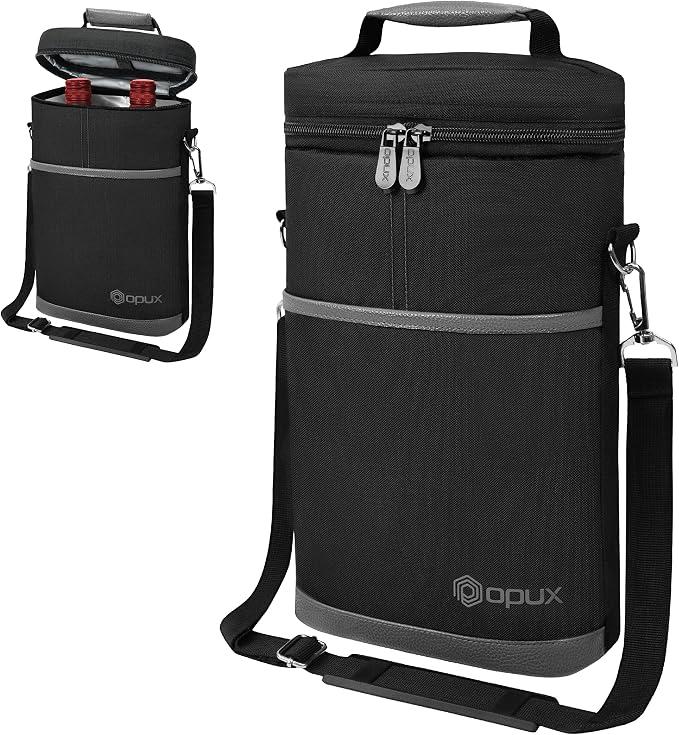 OPUX 2 Bottle Wine Carrier Tote, Insulated Leakproof Wine Cooler Bag, Wine - Image 8