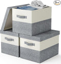 Fabric Large Storage Bins with Lids 3 Pack Collapsible, Linen Closet Organizers by Unknown