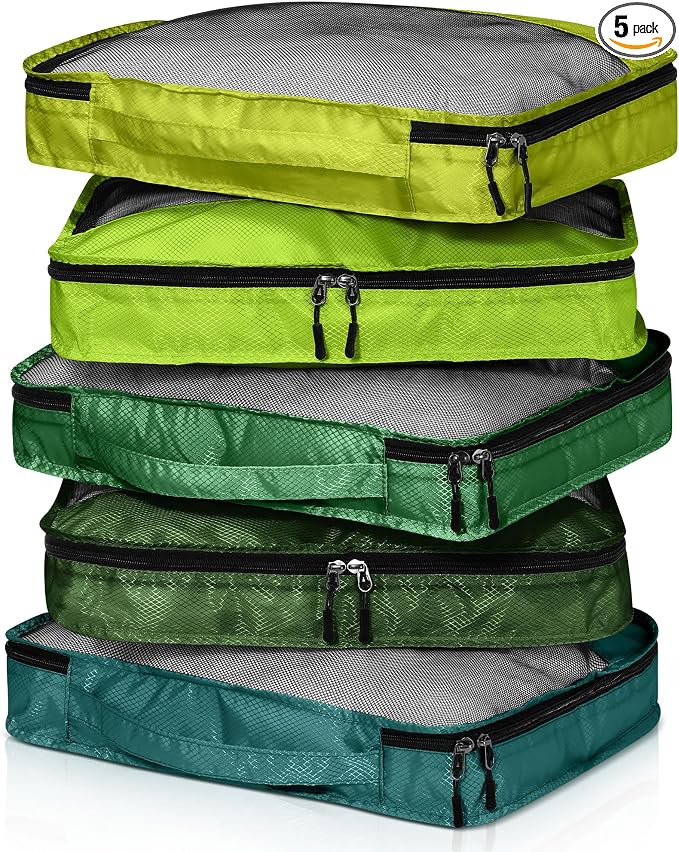 5 Pcs Packing Cubes for Suitcase Large Travel Cubes Carry on Luggage Organizer by Bulyoou