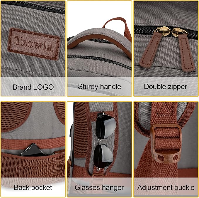 Tzowla Canvas Laptop Backpack, Bag - Image 5