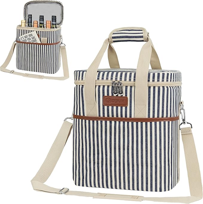 opux 6 Bottle Carrier Tote | Insulated Padded Wine Cooler Bag by OPUX