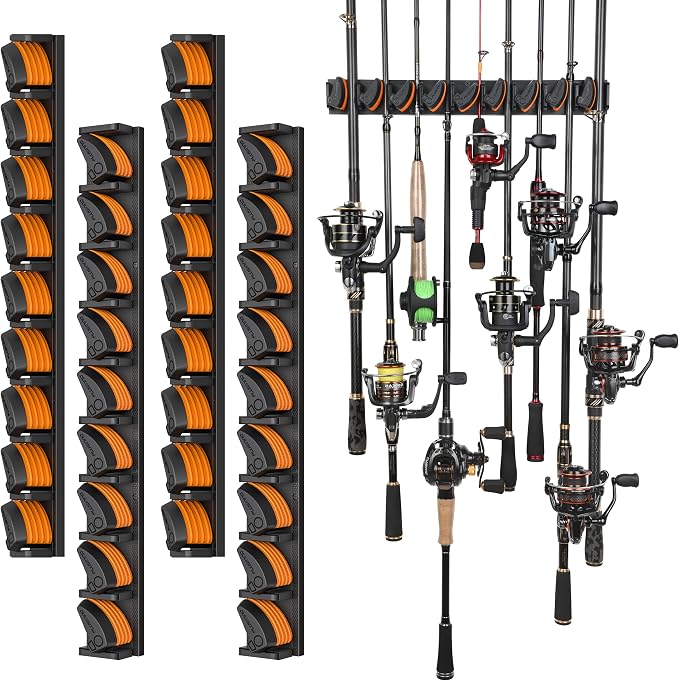 PLUSINNO V9 Vertical Fishing Rod Holders, Wall Mount 4-Pack by PLUSINNO